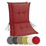 sunnypillow 2 Stück Gartenstuhlauflagen Niedriglehner 100 x 50 x 9 cm | 6 Farben zur Auswahl | Auflage Polsterauflagen Indoor / Outdoor Stuhlauflage Stuhlkissen | Rot |