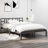 TECHPO Bettgestell, Massivholz, 135 x 190 cm, Doppelbett, Grau