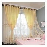 CALMR High-End-Stickvorhänge Für Wohn-Esszimmer Schlafzimmer Blackout-Vorhänge High-End-Haken-Up Europäischer Stil Luxus-Sonderanfertigungs-Fenster-Valance,Yellow-W120x180cm