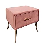 Invicta Interior Retro Nachttisch Famous 45cm Altrosa Samt mit Schublade Nachtschrank Nachtkommode