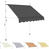 Klemmmarkise Balkonmarkise 200-350cm breit | Anthrazit | Markise 200-300cm hoch| Sonnenschutz für Garten Balkon & Terrasse mit Handkurbel ohne Bohren (350, Creme)