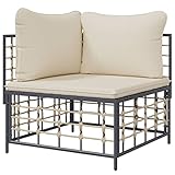 Tidyard Garten-Ecksofa Gartensofa Sitzgruppe Sofa-Garnitur Gartenmöbel Sofa Lounge Rattanmöbel Rattansofa Ecksessel Loungesofa Gartenset mit Beige Kissen Poly Rattan