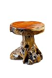 Kinaree Teak Massivholz Beistelltisch JOMTIEN II - 40cm runder Wurzelholz Baumstamm Hocker - Blumenständer Hocker