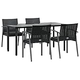vidaXL 5-teiliges Gartenset mit Kissen Polyrattan und Stahl