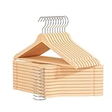 OGIVO Kleiderbügel Holz 20 Stück - Made in EU - Holzbügel Natur für Ihren Garderobe - Haken um 360° drehbar - Einkerbungen im Schulterbereich - Hangers Clothes