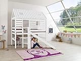 Froschkönig24 Hochbett Tom´s Hütte 1 Kinderbett mit Rutsche Spielbett Bett Weiß