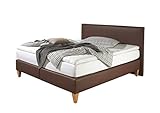 Maintal Boxspringbett Luxor, 140 x 200 cm, Kunstleder, Bonellfederkern Matratze h2, Braun