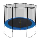 Ultrasport Gartentrampolin Jumper, Ø 305 cm, inkl. Sprungtuch, Federn, Sicherheitsnetz, gepolstertem Netzpfosten und Kantenschutz, wetterfest, bis 160 kg belastbar, Blau