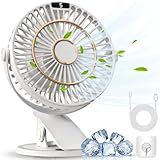 COZII Mini Ventilator Leise-5 Geschwindigkeitsstufen Clip Tischventilator-mit Akku Mini Ventilator Usb-720°Rotationseinstellung, geeignet für Zuhause/Büro/Outdoor/Reisen(16 cm Durchmesser)