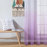 Tüllvorhänge mit Farbverlauf für Wohnzimmer, Schlafzimmer, Küche, transparent, durchsichtiger Vorhang, Heimdekoration, Fenstervorhänge, europäisch, amerikanisch-lila, nach Maß, Plissee-Klebeband