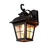 Außenwandleuchte Schwarz Alu Wasserdicht IP54 Retro Traditionelle Außengarten-Wandleuchte Glaslampenschirm E27 Antik Dekorative Außenwand Terrasse Garage Foyer Wandleuchte 41 * 13CM Feito na China