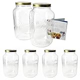 Bormioli Rocco Vorratsglas 3,8 L eckig Quattro Stagioni I 1 Gallone I 6er Set I Aufbewahrungsglas inkl. Deckel + Rezeptheft I Konserven-Glas I Abfüllen von Konfitüre, Senf, Dessert, Pasta & Co. I