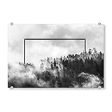 artboxONE Acrylglasbild 150x100 cm Natur Wald mit Nebel am Morgen Bild hinter Acrylglas - Bild bäume mysthisch Nebel