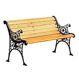 Gartenbank Terrassenbank for den Außenbereich, Gartenbank aus Holz mit Gusseisenstruktur, geschnitzter Armlehne, langlebige Park-Außenbank for Terrasse, Veranda, Pool, Balkon Außenbank ( Size : 180CM