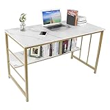 CLoxks Computertisch Modern Pc. Laptop Schreibtisch Schreibtisch Marmor Schreibtisch Einfaches stilvolles Zuhause Pc. Studientisch mit Speicherregal, einfach zu montieren Schreibtische