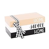 UOWEG Sweet Home Deko für gestapelte Bücher aus Holz, Holzkiste für den Eingangstisch, dekorative Deko für gestapelte Bücher Schubfächer Schreibtisch (Black, One Size)