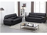 Vente-unique - Couchgarnitur Leder 3+2 - Schwarz - Thibault