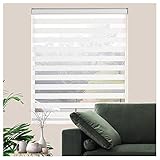 PHLEPS Doppelrollo Tag Und Nacht Rollo Vorhang,Easy Fix Zebra Rollo, Tag- Und Nachtrollovorhänge Mit Installationszubehör (Color : White, Size : 119x185cm)
