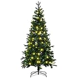 HOMCOM 180 cm Weihnachtsbaum Künstlich Naturgetreu Tannenbaum mit 260 LED-Leuchten, Vier Lichtfarben, Christbaum mit 509 Astspitzen, für Weihnachtsfest Kunststoff Grün