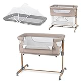 MoMi SMARTBED 4-in-1 Kinderbeistellbetten bis 15 kg, Beistellbett für Babys mit Matratze, Höhenverstellbar