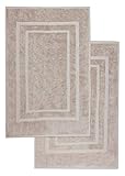 2er Pack Badvorleger Badematte | Premium Qualität | 100% Baumwolle | 50 x 80 cm | Duschvorleger Duschmatte Doppelpack | Farbe: Sand/Beige