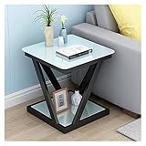 Ecktisch aus Glas – einfacher Schlafzimmer-Couchtisch mit Metallrahmen – Mini-Nachttisch – leichter Luxus-Sofa-Beistelltisch – kleiner quadratischer Tisch – Sofa-Beistellschrank
