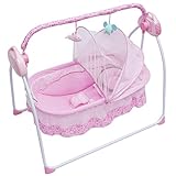 SHOWLIVEU Rosa Stubenwagen Babywiege mit Matratze Schaukel Baby Bett Bettchen Beistellbett Bluetooth Mit Musik