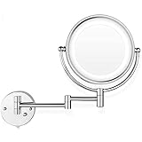 QISUO LED-beleuchteter Vergrößerungsspiegel zur Wandmontage, 10-Fach mit drehbarem Dimmknopf, Schminkspiegel, Badezimmer-Rasierspiegel mit Beleuchtung und Vergrößerung, UK-Stecker