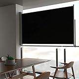 MOONAIRY Ausziehbare Seitenmarkise, Sichtschutz Terrasse, Windschutz Balkon, Vertikalmarkise, Balkon Seitensichtschutz, Balkon Sonnenschutz, 140x300 cm Schwarz