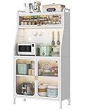 5-stufiger Kaffee-barschrank, Mikrowellenständer Mit Küchenregal, Buffet-sideboard Mit Tassenregalen, Küchen-bartisch Mit Bäckerregal, Spirituosenschrank, Bar Für Küche, Esszimmer – Weiß(Size:26')