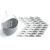 Soft Clips mit Korb (40 Stück mit Korb/Ultimate Gray-weiß/weiß-Ultimate Gray, Korb Ultimate Gray, Henkel weiß) von culiclean | Premium Wäscheklammern