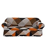 DOTBUY-SHOP Stretch Sofa Überzug Elastische Couch Überzug,1 2 3 4 Sitzer Weicher Stretchbezug Sofabezug Universal Sofa Cover Sofaschoner Möbelschutz (190-230cm,Geometrisch)