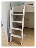 Hochbett Leiter 4-Stufen-Bettleiter aus Holz mit Haken, weiße, robuste Trittleiter mit Griff, Heim-Wohnmobil-Loft-Schlafsaal-Einzelbettleiter for Erwachsene und Kinder