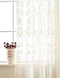 Lactraum Vorhang Wohnzimmer mit Ösen Weiß Transparent Bestickt Vintage Klassische Voile (Dichte) 100 x 245 cm