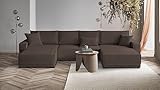 Generisch Ecksofa Primo U Eckcouch Stauraum Klappbett Wohnzimmer Modern Sofa mit Schlaffunktion (BRAUN - POSO 06)