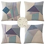 4er Set Kissenbezüge 65x65cm Geometrische Einfachheit Dekorative Kissenbezug mit Unsichtbarer Reißverschluss Wasserdichtes Leinen Kissenhülle Outdoor Kissen for Dekor Wohnzimmer Aesthetic Dekokissen