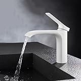 ZYCDP Wasserhahn Bad Wasserfallen,Waschtischarmatur aus Messing Einhebelmischer Badarmatur,Wasserfall Waschtischarmatur,Waschtischarmaturen Heißem und Kaltem Einstellbarer,Weiss