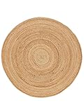 carpetfine Juteteppich Nele Rund Beige Ø 60 cm | Moderner Boho Naturfaser Teppich in Uni für Wohnzimmer und Schlafzimmer