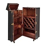 Butlers Hemingway Barschrank - Antike Hausbar aus Holz - Kofferbar mit Weinregal, Schubladen und Stauraum