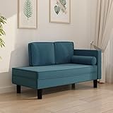 Tidyard Chaiselongue Schlafsofa Relaxliege Sessel Liegestuhl Relaxsessel Loungesessel Sesselliege Liegesessel Komfortliege Armlehnensofa mit Kissen und Nackenrolle Blau Samt