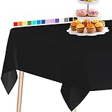 PartyWoo Tischdecke Schwarz, 137 x 274 cm/ 54 x 108 Zoll Rechteckige Abwaschbar für 6 bis 8 Fuß Tisch, Tischtuch, Table Cloth, wasserdichte Tischdecke für Party, Geburtstag (1 STÜCK)