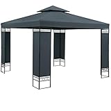 Casaria Pavillon Lorca 3x3m Metall Wasserabweisend UV-Schutz 50+ mit Seitenteile Stabil Gartenpavillon Modern Anthrazit