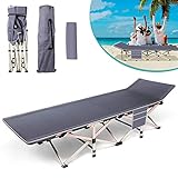 Nukdey Campingbett|Klappbett|Campingbetten für Erwachsene|Zehn-Bein-Strandbett mit Kissen und Seitentasche|Maximale Belastung 150kg/330lbs|Ideal für Büro Zuhause Strandparty Camping