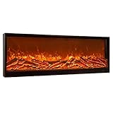 Elektrokamin Elektrischer Kamin-Einbau- und Wandkamin-Heizofen mit Simulate Resin Charcoal und dynamischem 3D-Flammeneffekt Kamin-Innenheizer mit gehärteter Glasscheibe, 750 W/1500 W Deko-Kamin ( Size