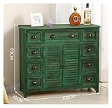 Kommode aus Massivholz, multifunktionaler Retro-Schuhschrank, Wohnzimmer-Veranda-Schrank, Aufbewahrungsschrank YIJIAN (Farbe : Green 100x35x83cm)