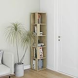 BULANED Eckregal, Eckschrank, Eckablage, Bücherregal, Schminkregal, Eckwandregal, Bookshelf, Standregal, Sonoma-Eiche 33x33x164,5 cm Spanplatte