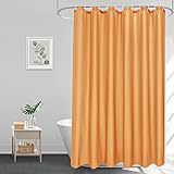 EurCross Duschvorhang 180 x 200 Textil Bad Vorhang im Badezimmer für Badewanne und Dusche, Orange Badevorhang aus Polyester Stoff, Anti-Schimmel Wasserdicht und Waschbar mit 12 Ringen