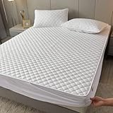 LEOTY Premium-Matratzenschoner,Queen-Size-Größe,kühl und atmungsaktiv,superweicher Matratzenbezug,Tiefe Tasche,passend für 30 cm,White,53inchx79inch(1pcs)