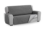 Textil-home Sesselschoner Sofaüberwurf MALU, 3 Sitzer - Reversibel gepolsterter Sofaschutz. Farbe Grau