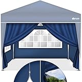 tillvex® 4X Seitenwand für Pavillon 3x3m | Faltpavillon Seitenteile wasserabweisend | Seitenfenster & Reißverschluss | Seitenwände für Gartenzelt Partyzelt